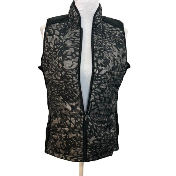 Hannah Womens Fashion Vest Size S Sleeveless Black Gray Cheetah Print Zip Up - Picture 4 of 13